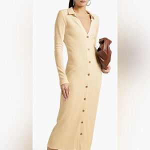 Walter Baker Helena ribbed knit midi dress in cream size small